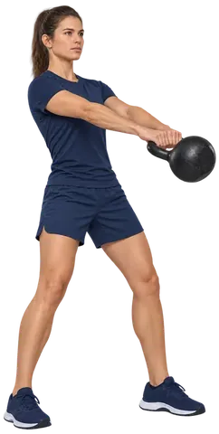 Woman swinging a kettlebell