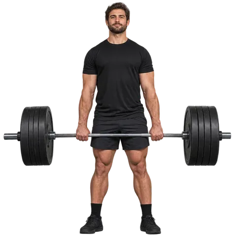 Man deadlifting a loaded barbell